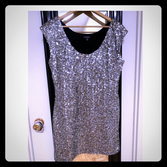Le Chateau silver sequins dress